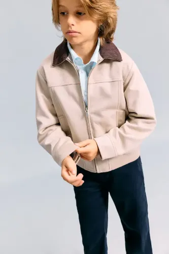 Resim Defacto Erkek Çocuk Deri Mont G9761A8/BG78