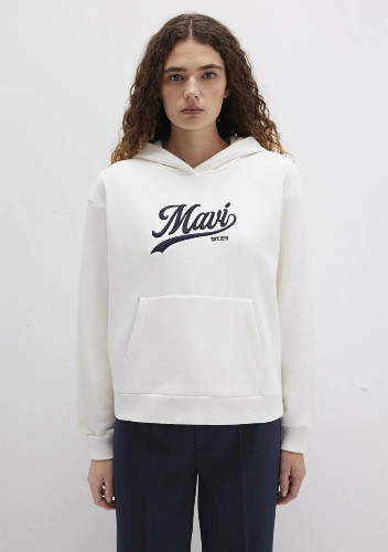 Resim Mavi Kapüşonlu Kadın Sweatshirt M1S10420-80194