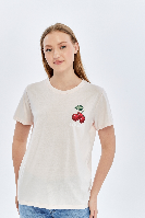 Resim Viole&More Kadın T-Shirt Yk22 Cherry Baskılı