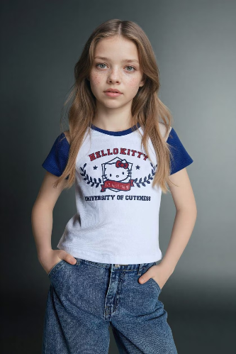 Resim Defacto Kız Çocuk T-shirt G8186A8/WT34