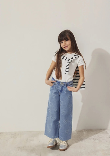 Resim Mavi Basıc Ribana Kız Çocuk T-Shirt M7610260-70057