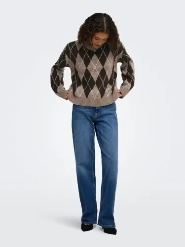Resim Only Jdybıanka L/S Argyle Pullover Knt Kadın Kazak 15381327